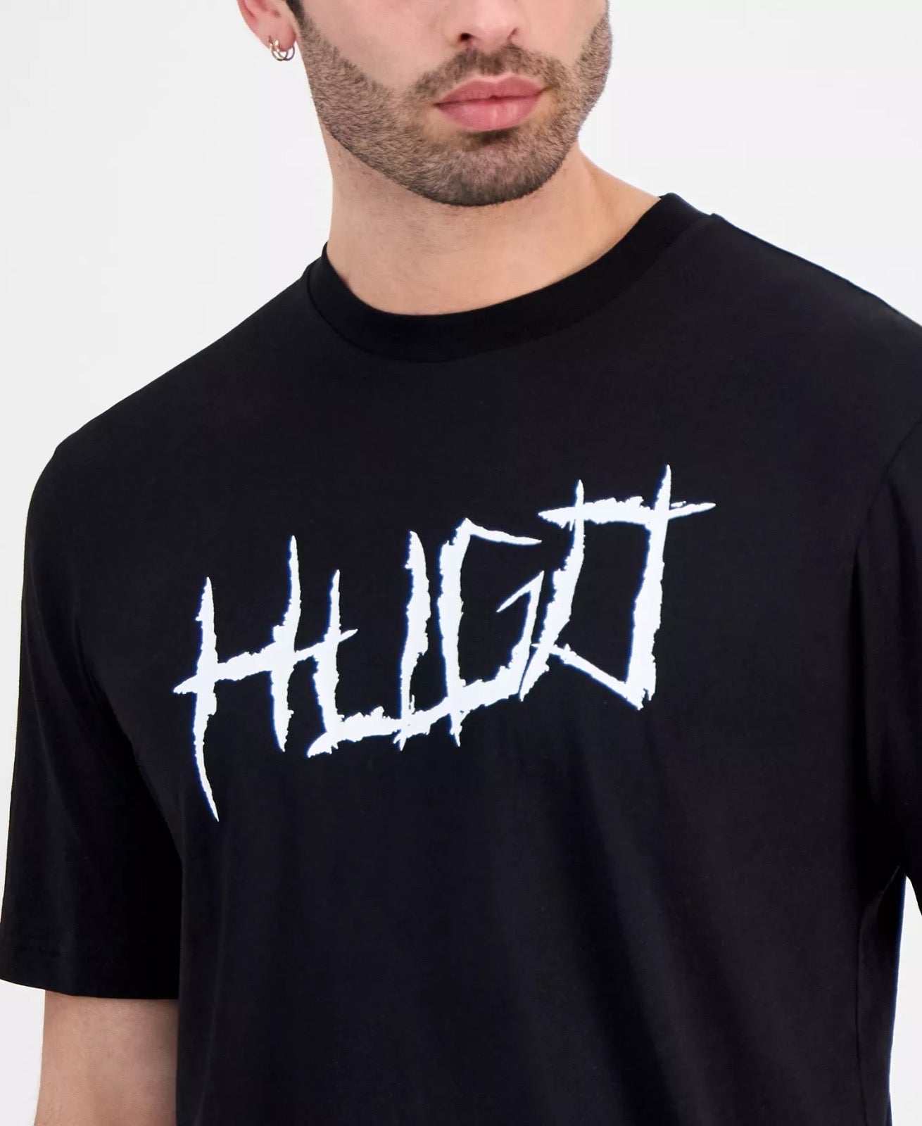Hugo Cotton Knit T-Shirt | Black