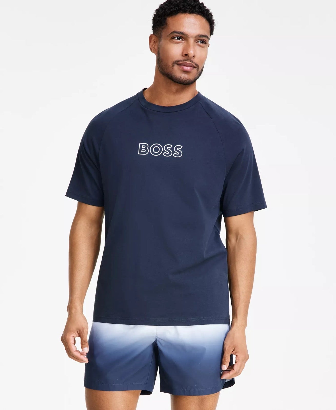 Boss Cotton Knit T-Shirt | Navy