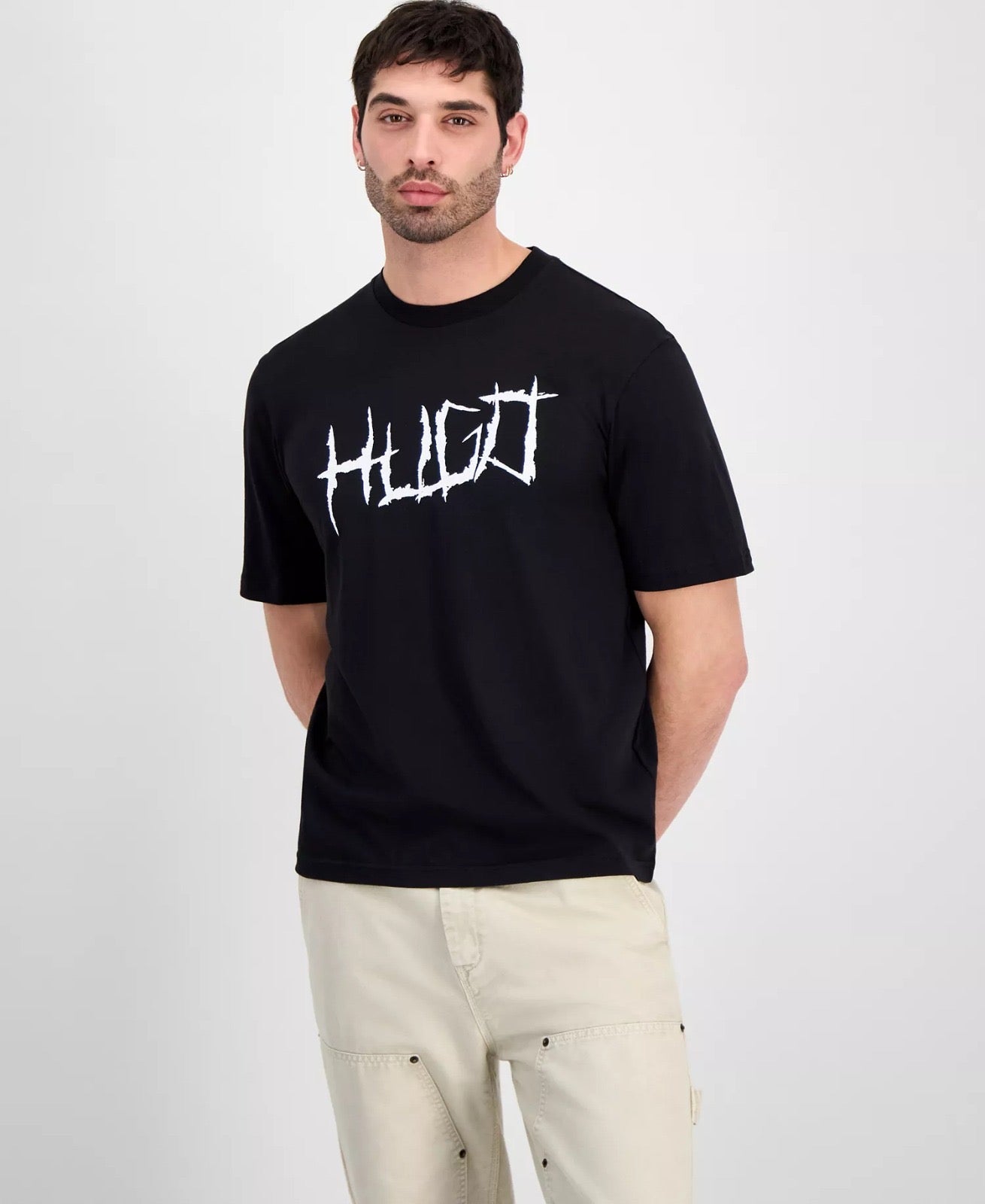 Hugo Cotton Knit T-Shirt | Black
