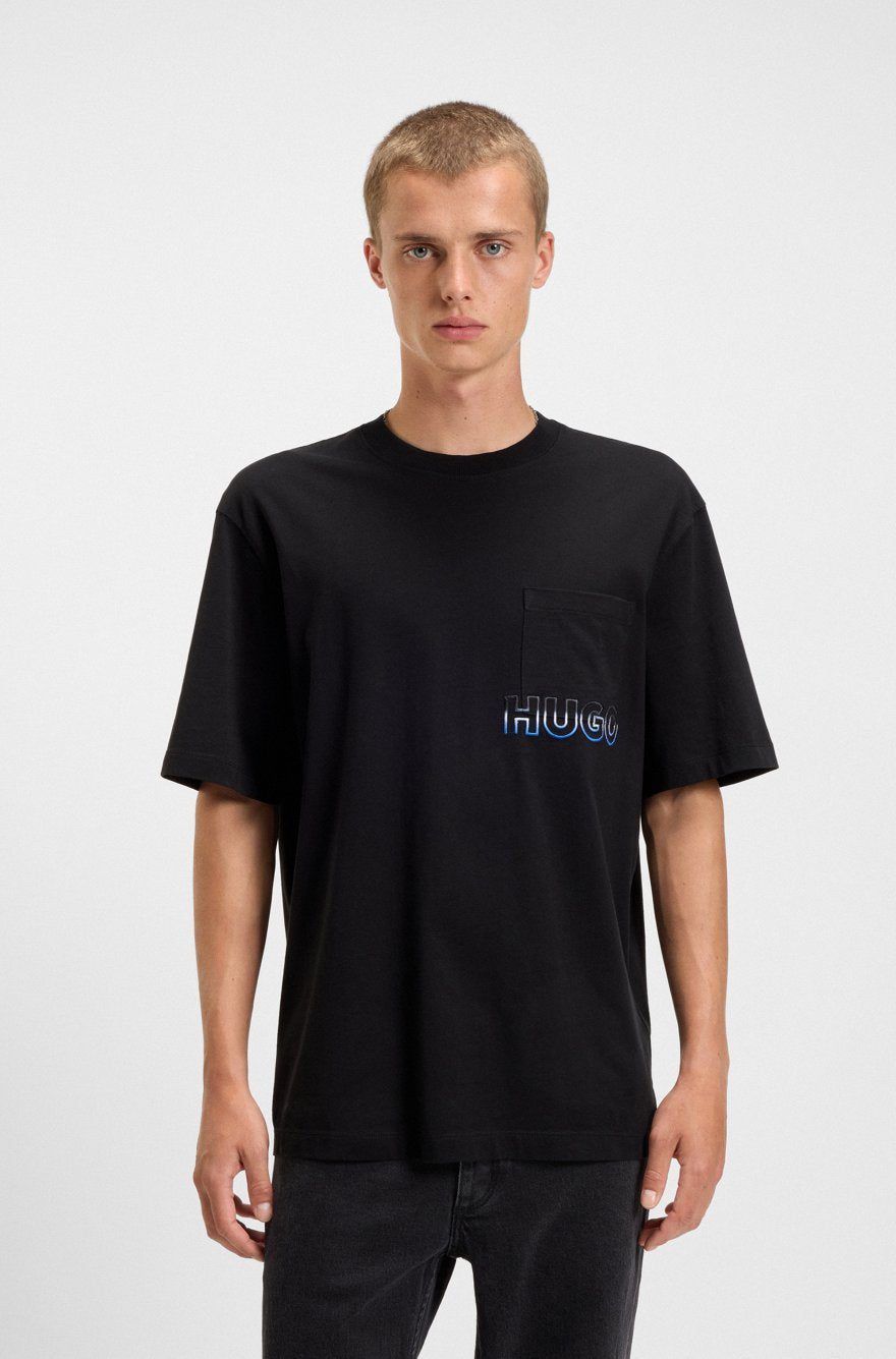 Hugo Cotton Knit T-Shirt | Black