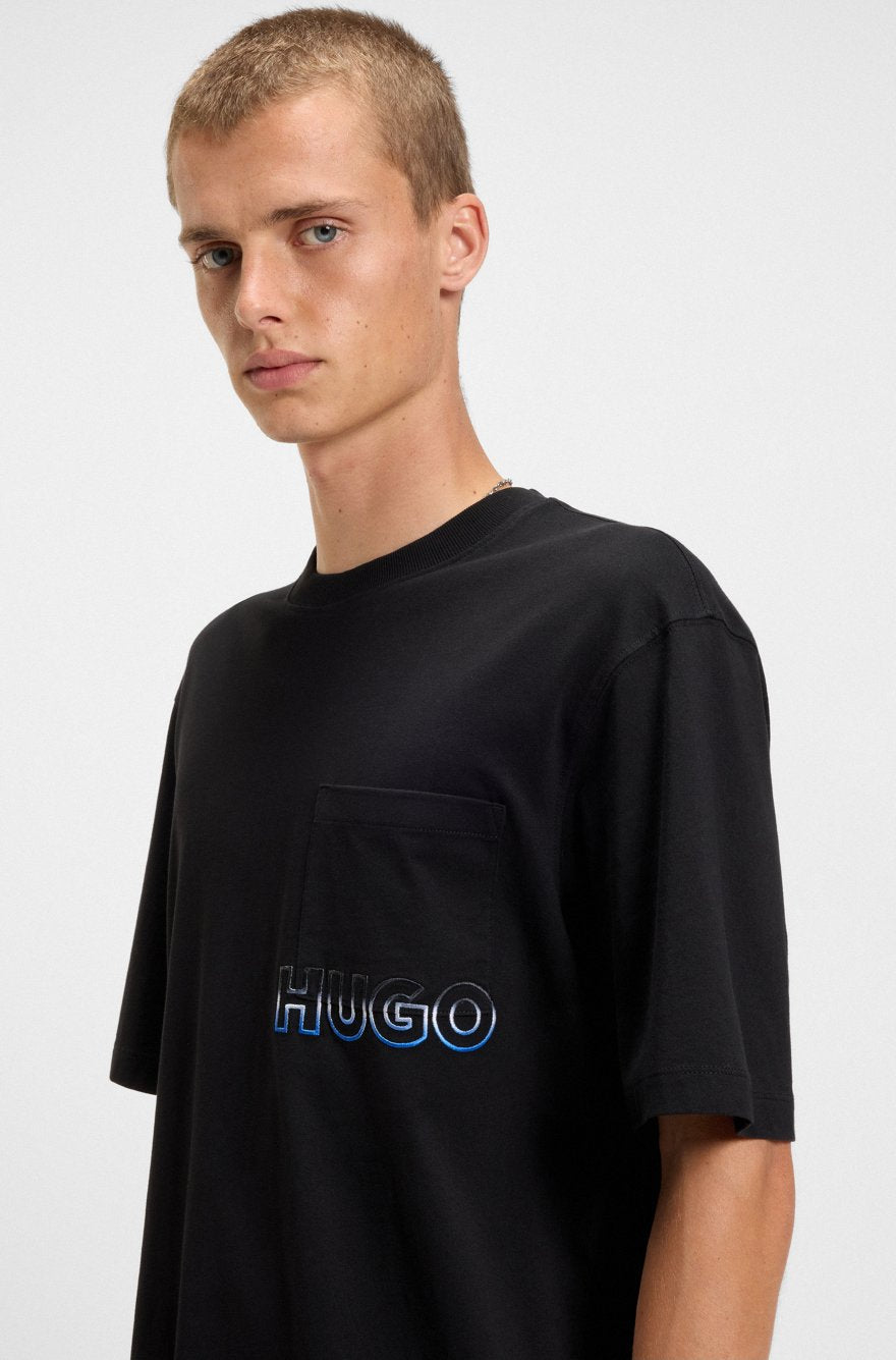 Hugo Cotton Knit T-Shirt | Black